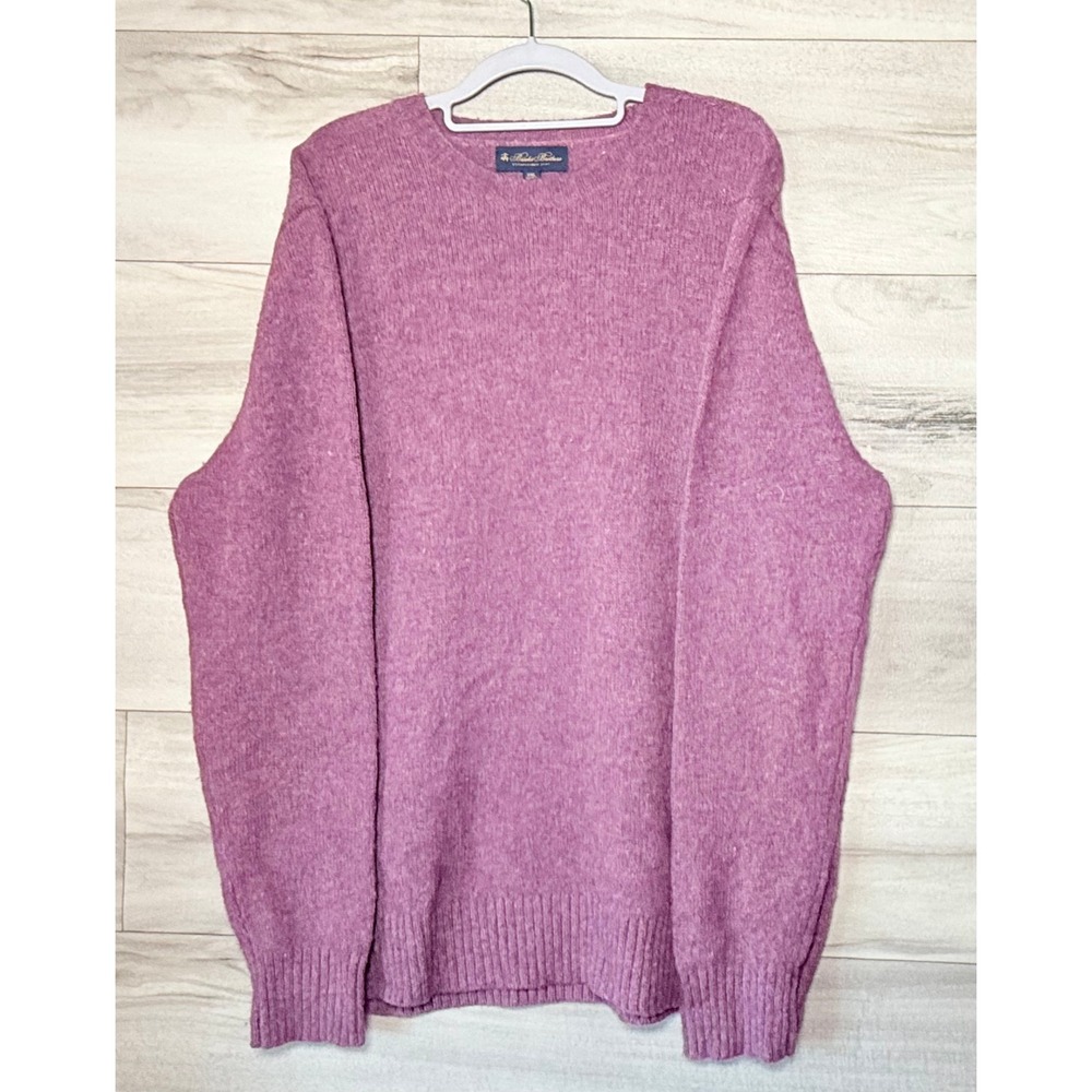 Brooks Brothers Brushed Wool Crewneck Sweater Pink XXL 100% Wool